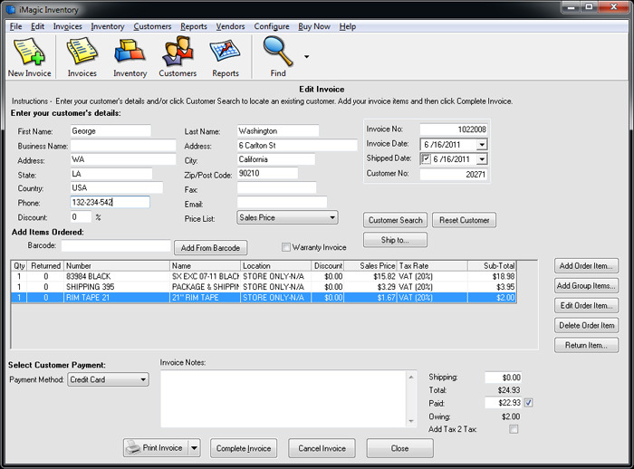 IMagic Inventory Software Screenshot